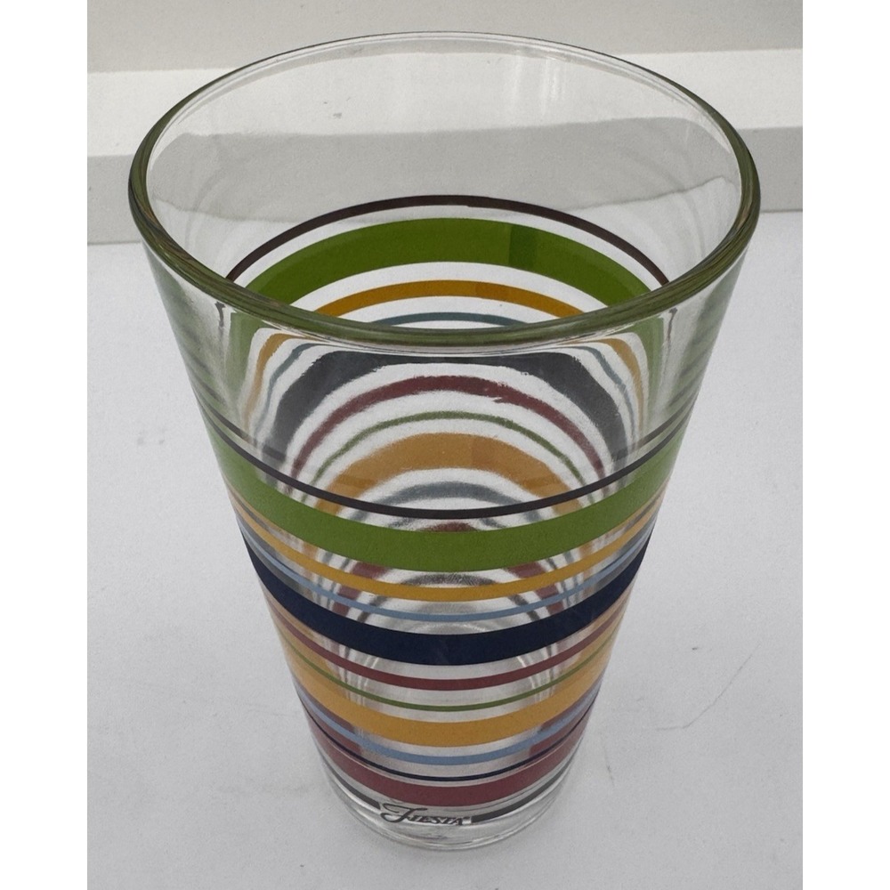 Libbey Fiestaware Tumblers Fiesta Stripes Mambo Drinking Glass 16oz Retired 4 Pc - Picture 6 of 12